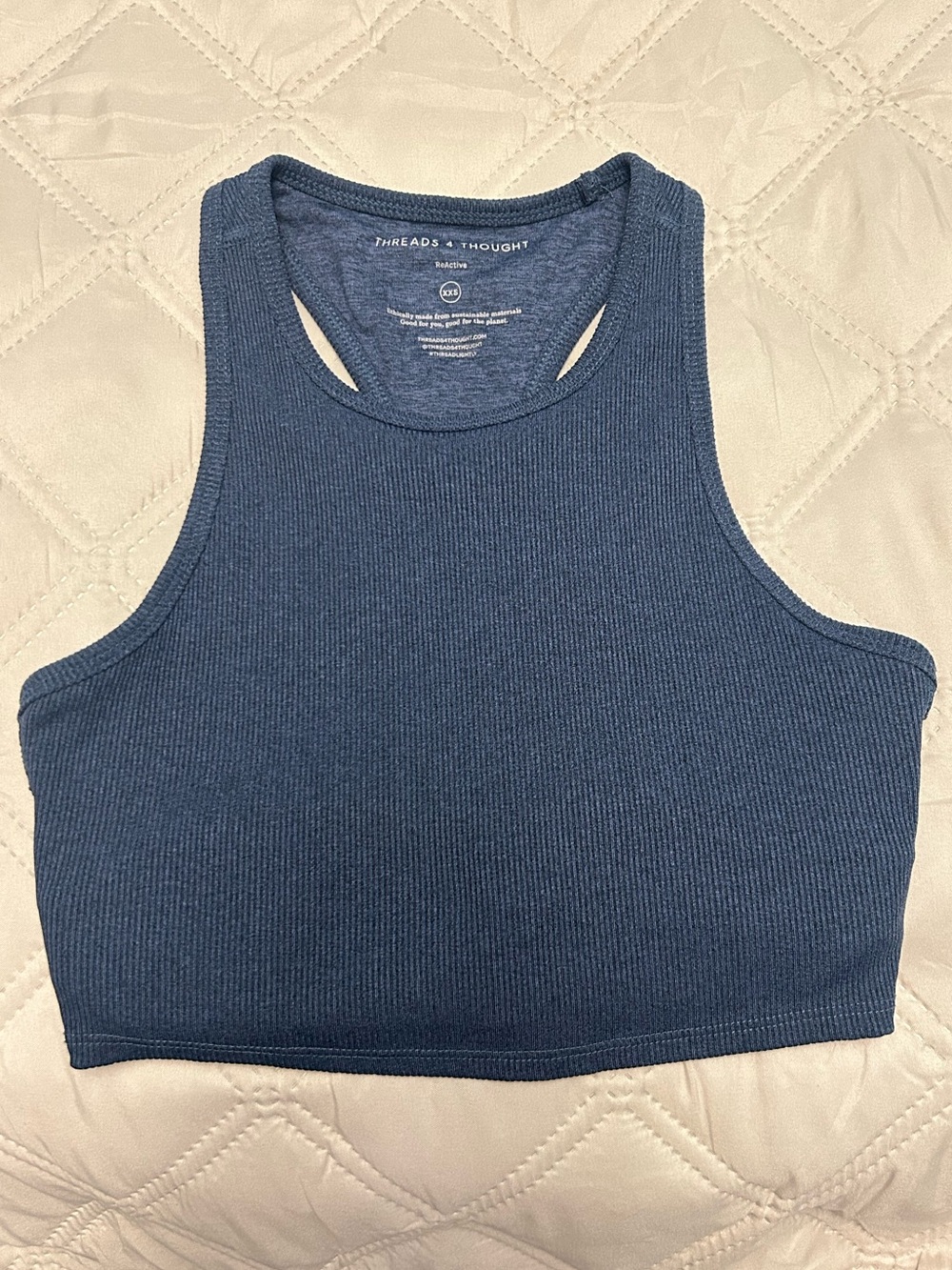 Threads 4 Thought Kensi Ribbed Ribbed Racerback Crop Tank - Navy EUC